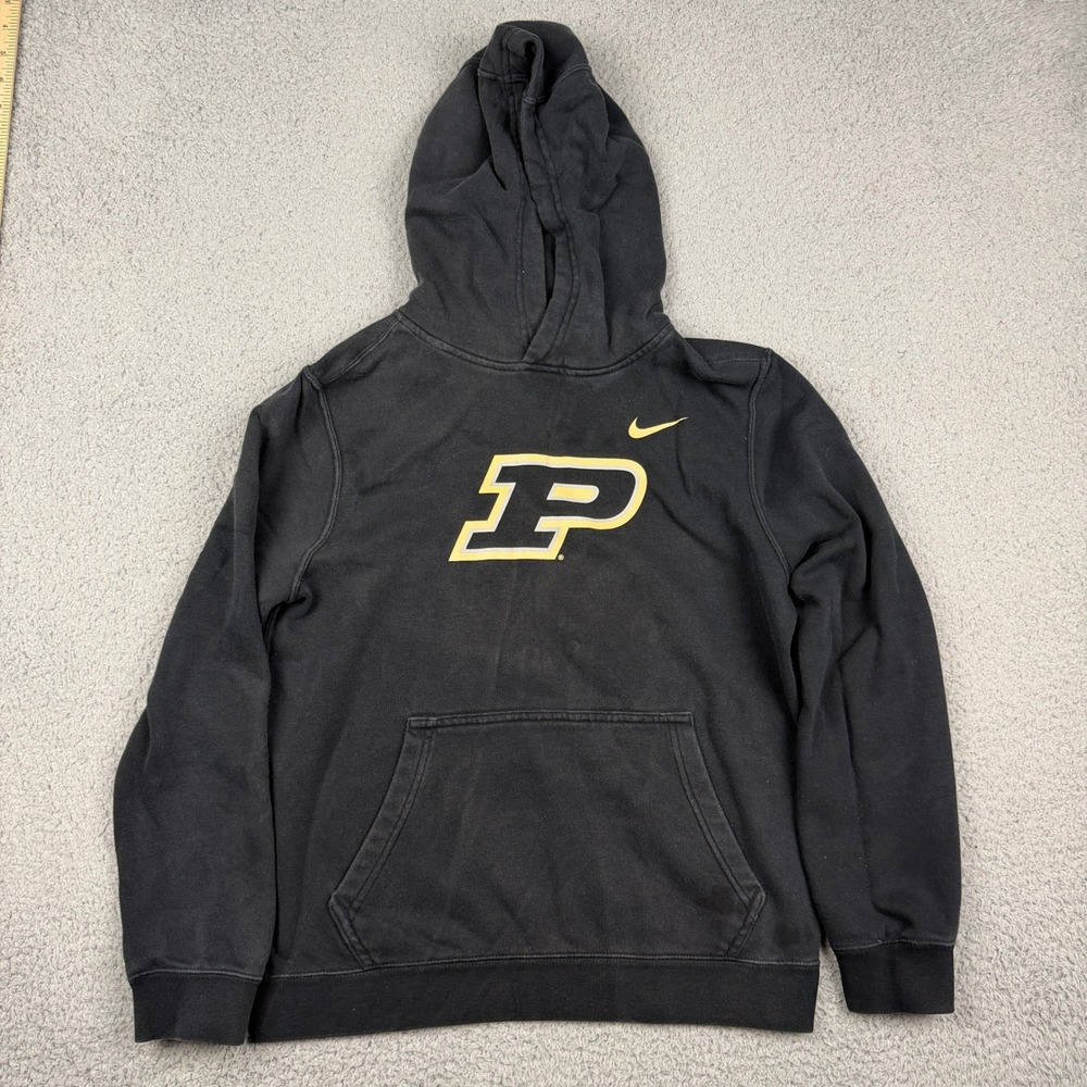 Nike Purdue Boilermakers Hoodie Kids Large Black Pullover Fleece Sweatshirt Logo